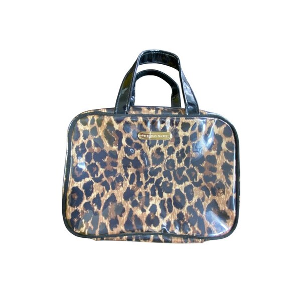Victorias Secret Leopard Print Travel Cosmetic Bag Medium Cute Retro Feminine - Picture 1 of 9